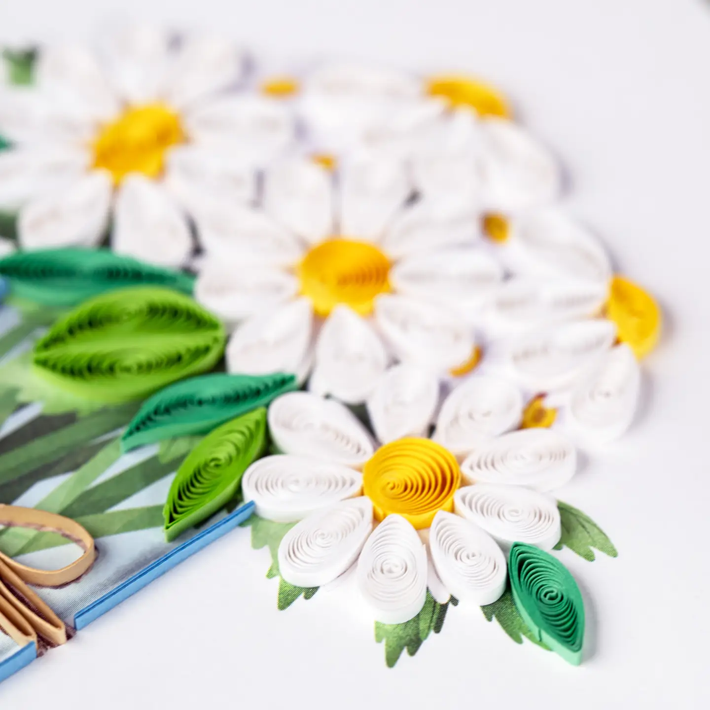 White Daises In Jar Quilled Greeting Card