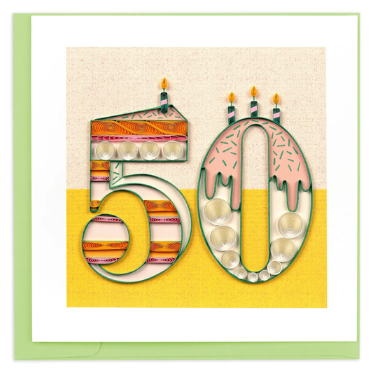 Quilled Birthday Milestone Greeting Card - 50