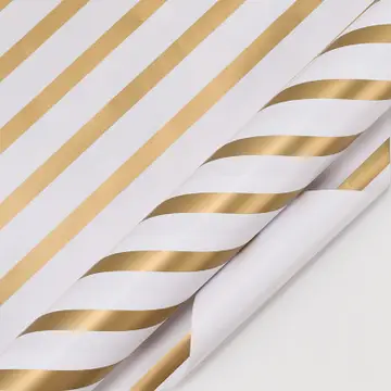 White and Gold Diagonal Stripe Gift Wrap