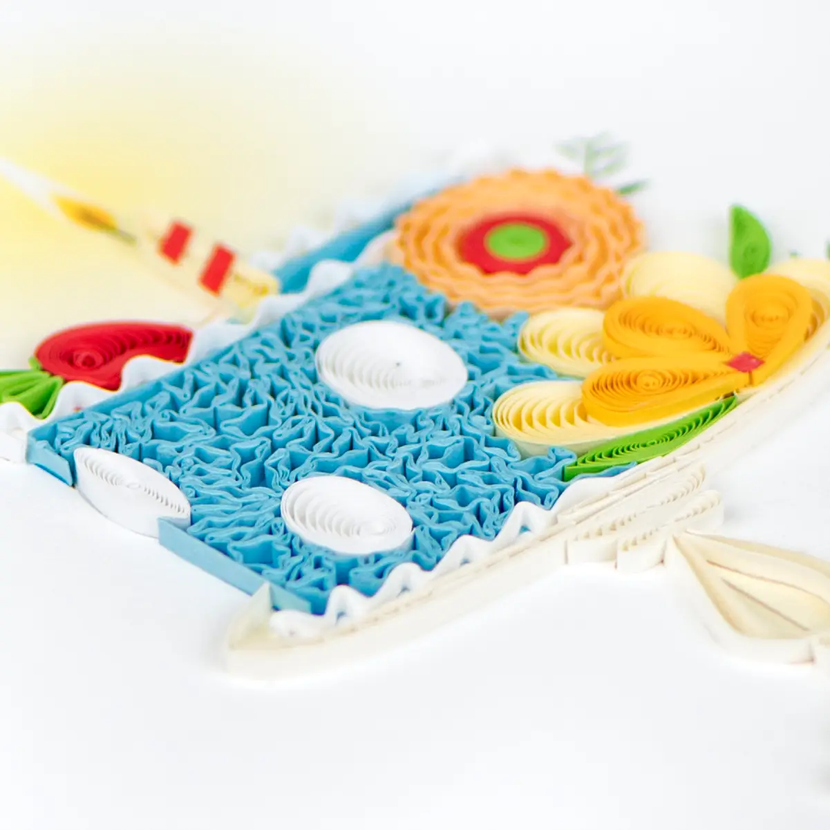 Whimsical Birthday Cake Quilled Greeting Card