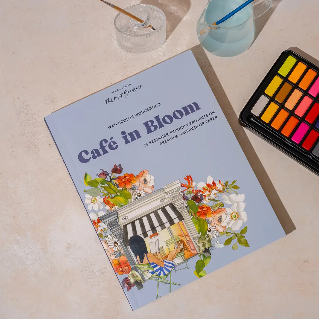 Watercolor Workbook: Cafe In Bloom