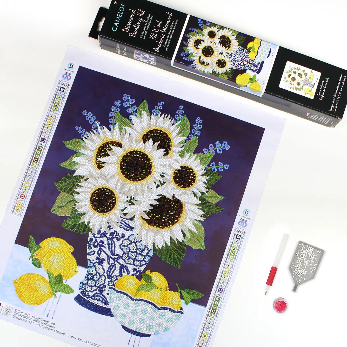 White Sunflowers Diamond Art Kit