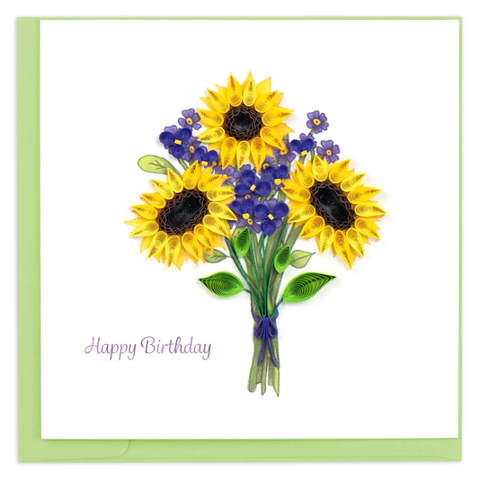 Birthday Sunflower Bouquet Quilled Greeting Card