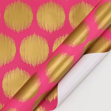 Pink With Gold Dots Gift Wrap