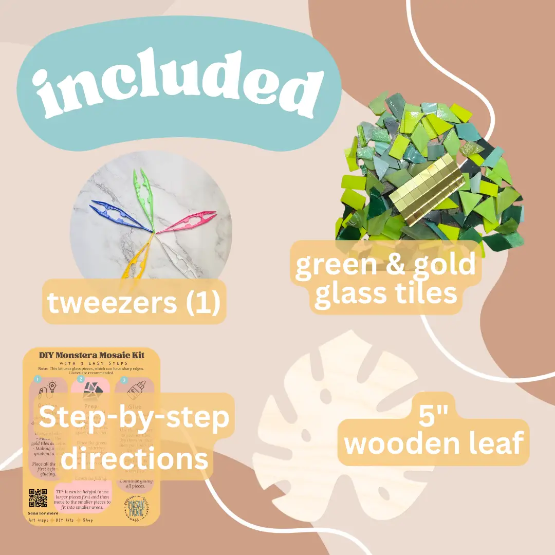 Mosaic DIY Craft Kit Monstera leaf DIY KIt Handmade Artwork