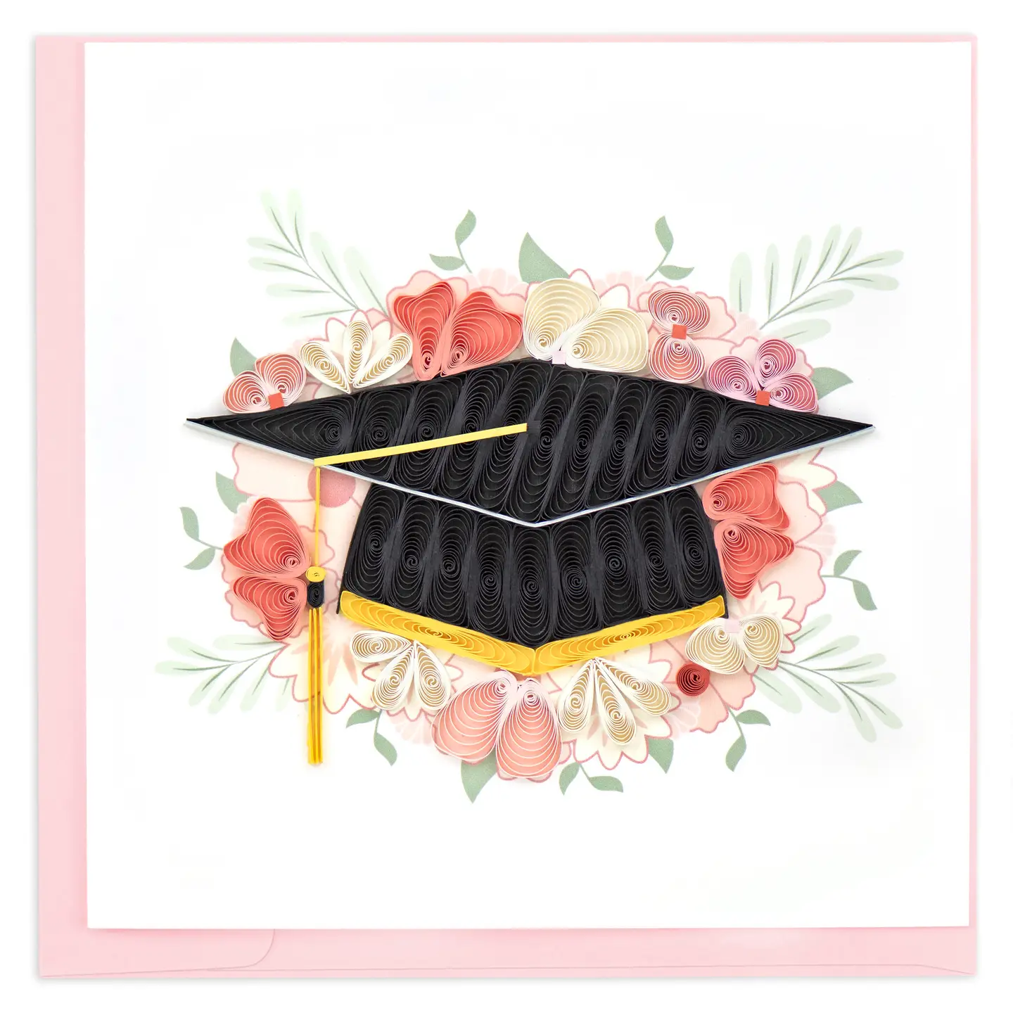 Floral Mortar Board Quilled Greeting Card