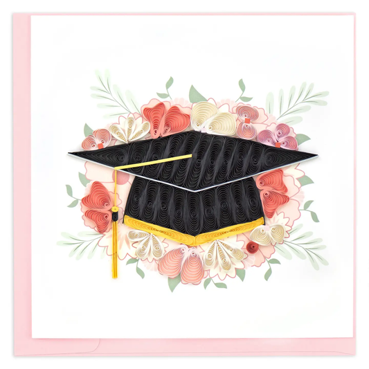 Floral Mortar Board Quilled Greeting Card