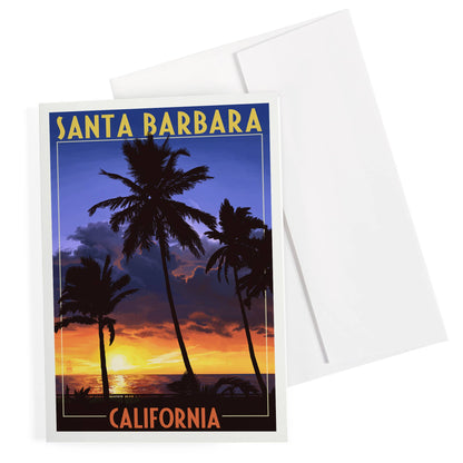 Santa Barbara Greeting Card - Palms & Sunset