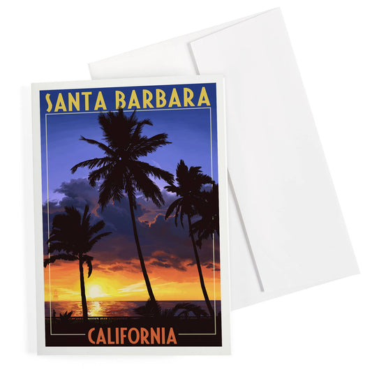 Santa Barbara Greeting Card - Palms & Sunset