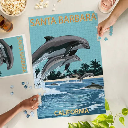 Lantern Press - Dolphins Santa Barbara 1000 Piece Puzzle