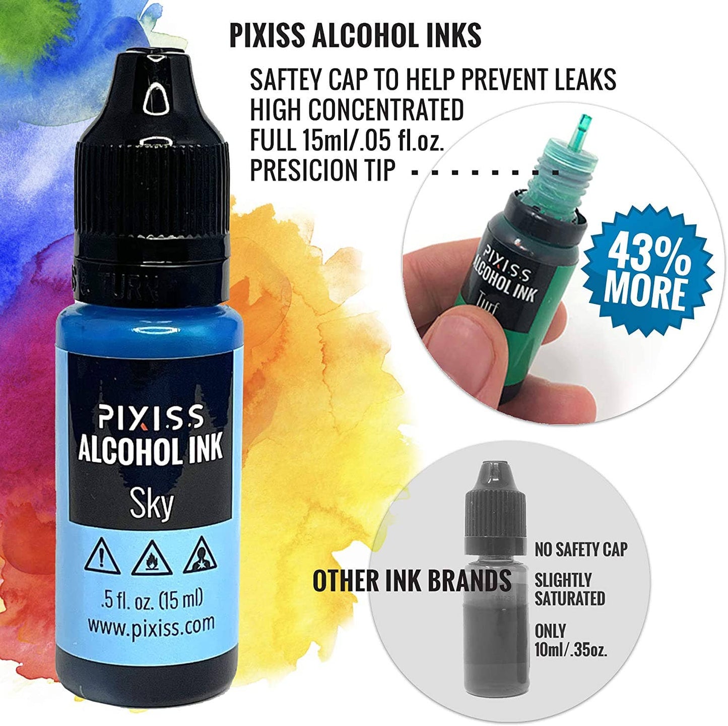 PIXISS Alcohol Ink Set of 25 - Highly Saturated