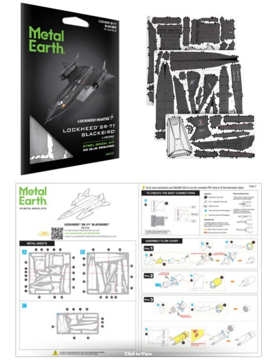 3D Metal Puzzle - Lockheed® SR-71® Blackbird® Metal Earth Model Kit