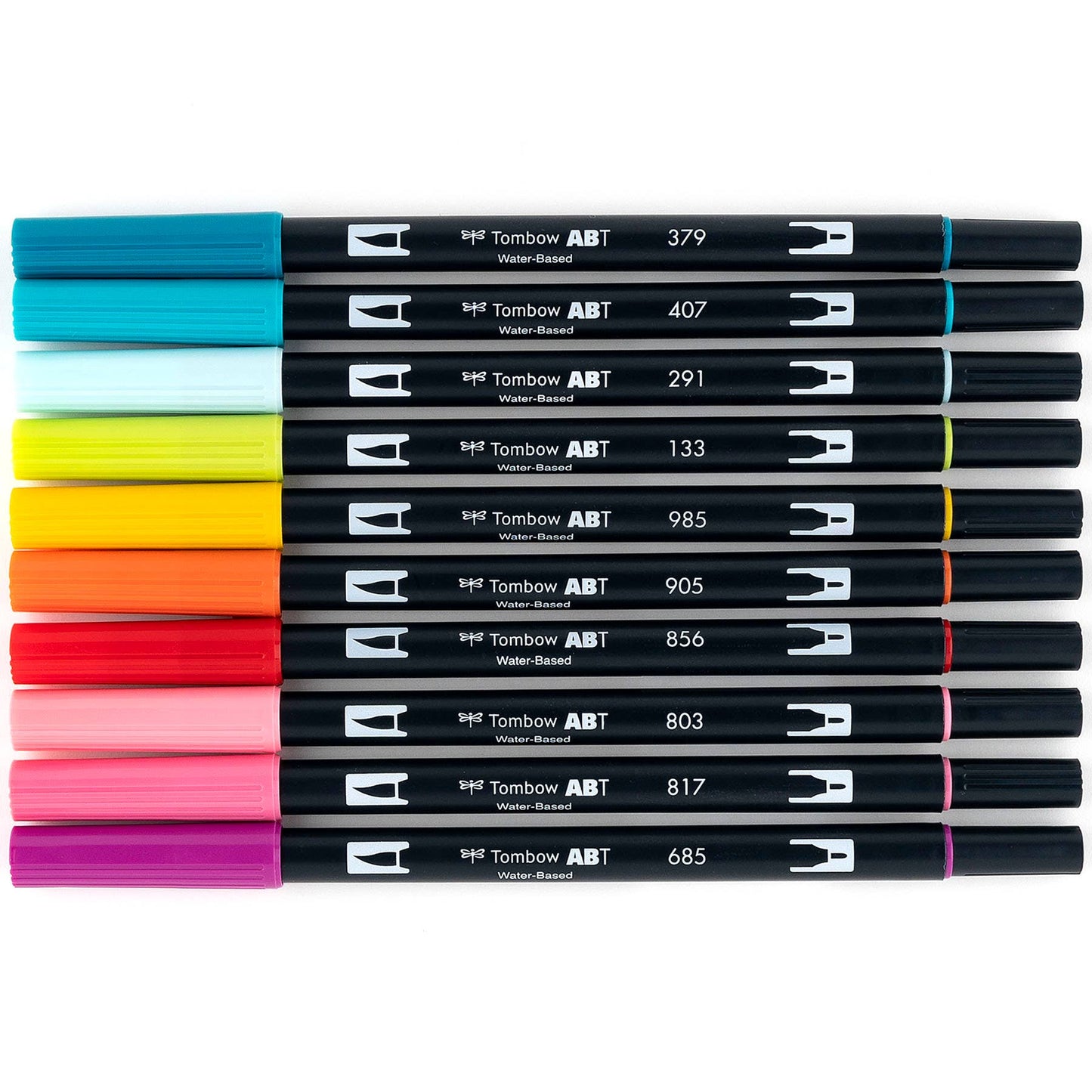 Dual Brush Pen, Tropical ,10-Pack +Free Fudenosuke