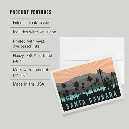 Plam Trees and Mountain Santa Barbara Greeting Card