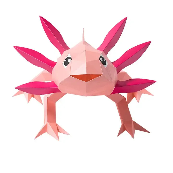 Axolotl 3D Origami Model Papercraft, Animal Lamp