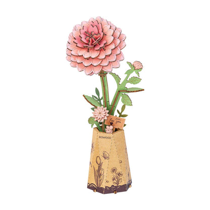 Rowood Pink Dahlia 3D Wooden Puzzle