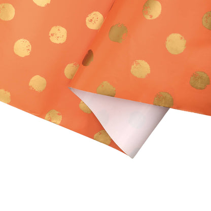 Orange w/ Metallic Gold Polka Dot - 30" x 10' Wrapping Paper