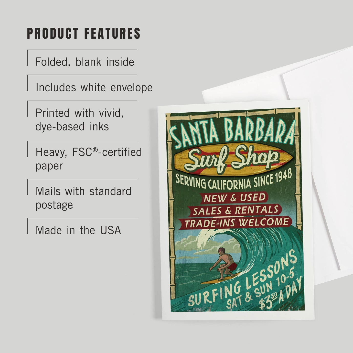 Surf Shop Santa Barbara Greeting Card