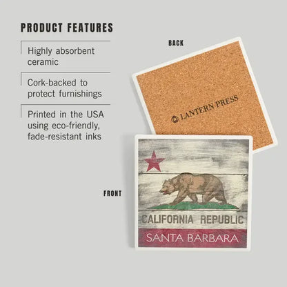 Rustic California Flag Ceramic Coaster