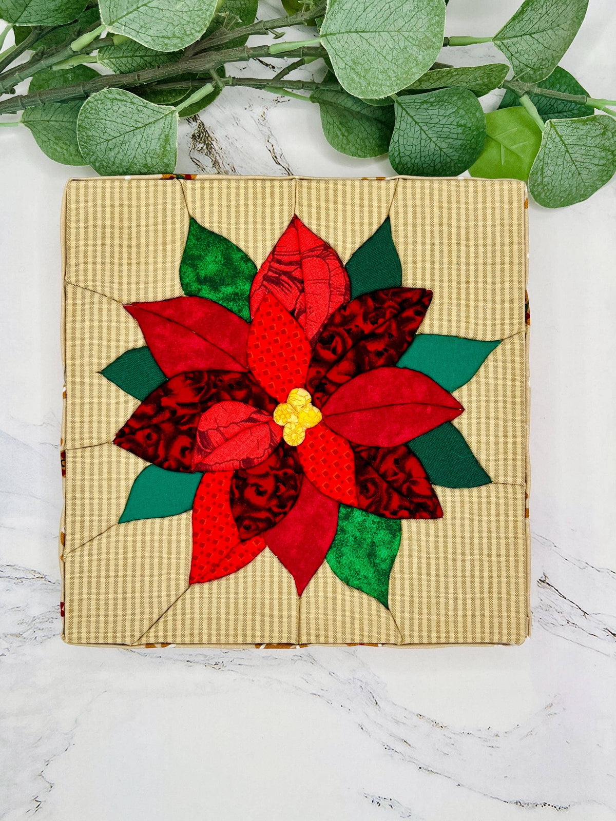 Poinsettia Kinusaiga Craft Kit No Sew Quilting Fabric Art