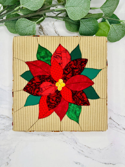Poinsettia Kinusaiga Craft Kit No Sew Quilting Fabric Art