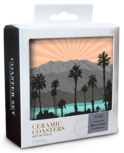 Palm Trees and Mountain Santa Barbara Ceramic Coaster