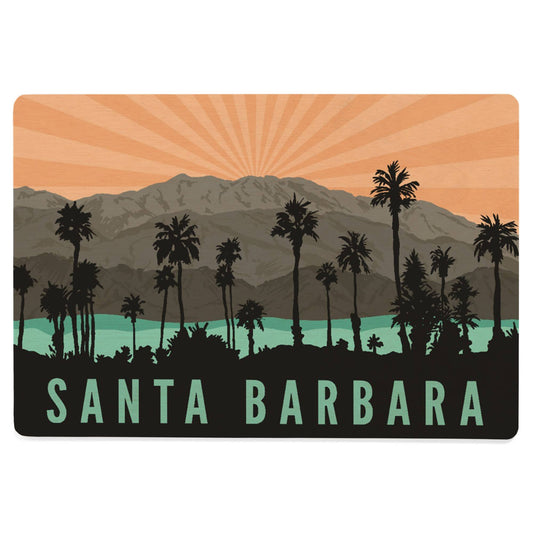 Santa Barbara Wood Postcards - Palm Trees and Mountains