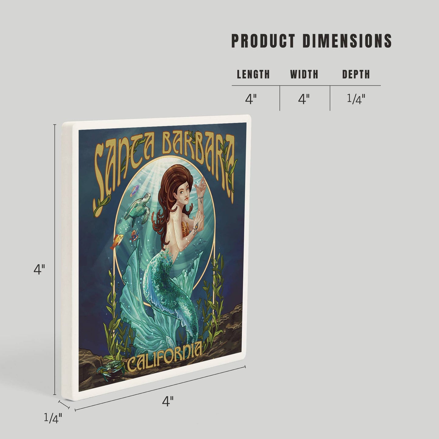 Mermaid Santa Barbara Ceramic Coaster
