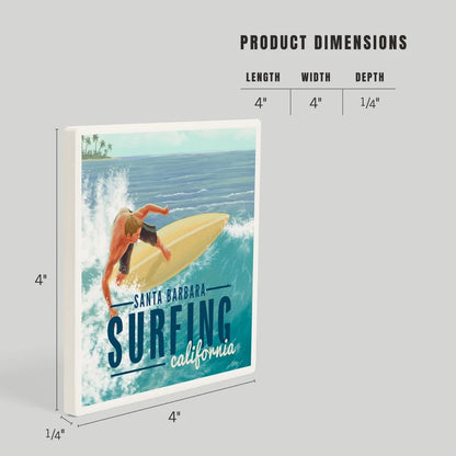 Surfing Santa Barbara Ceramic Coaster