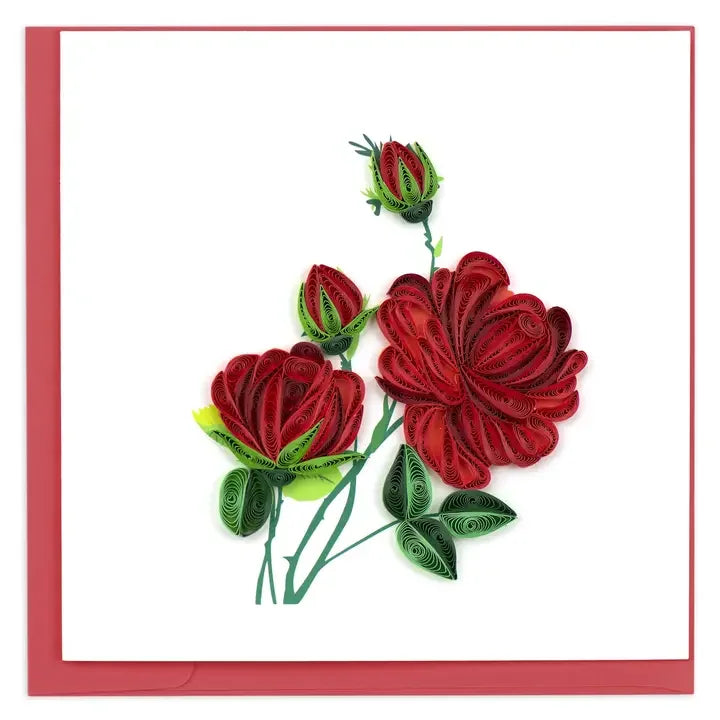 Red Rose Quilling Card