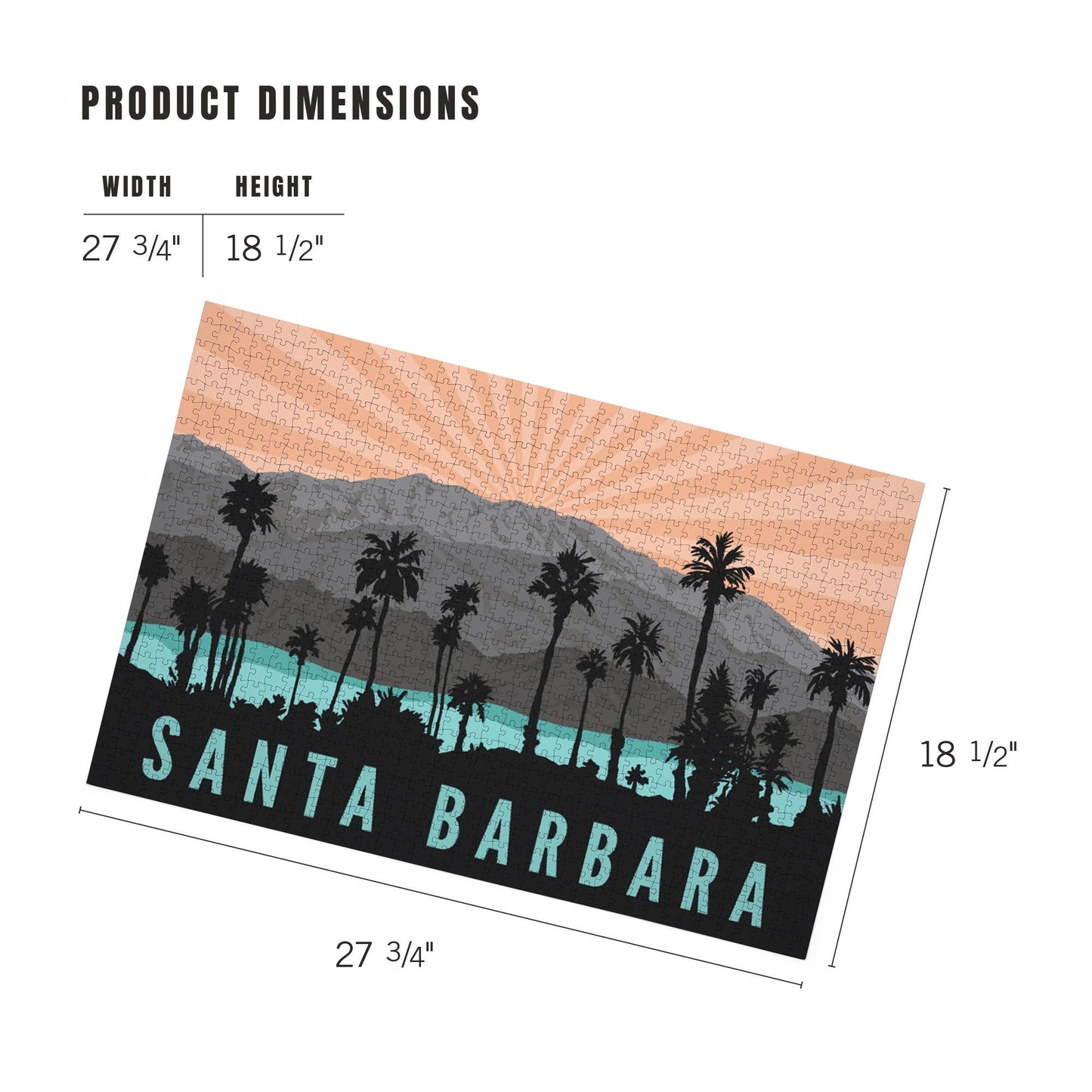 Palm Trees and Mountain Santa Barbara 1000 Piece Jigsaw Puzzle