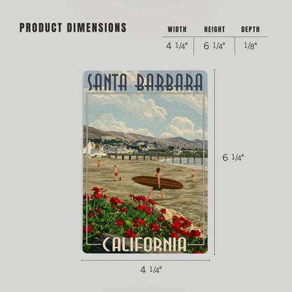 Santa Barbara Wood Postcards - Beach Surfer