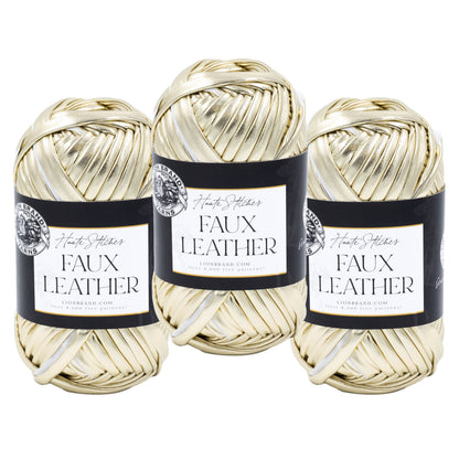 Lion Brand Yarn Haute Stitches Faux Leather 3 Pack: Bronze