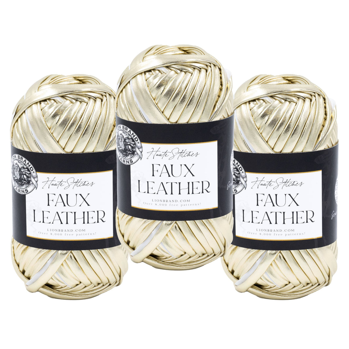 Lion Brand Yarn Haute Stitches Faux Leather: Gold