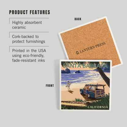 Classic Woody Santa Barbara Ceramic Coaster