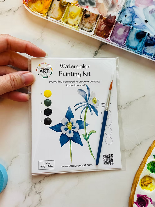 Columbine Flower Watercolor Painting Kit