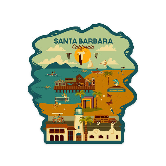 STICKER Santa Barbara, California, Geometric