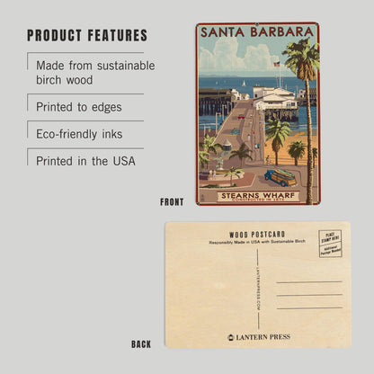Santa Barbara Wood Postcards - Stern's Wharf