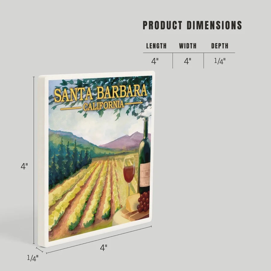 Wine Country Santa Barbara Ceramic Coaster