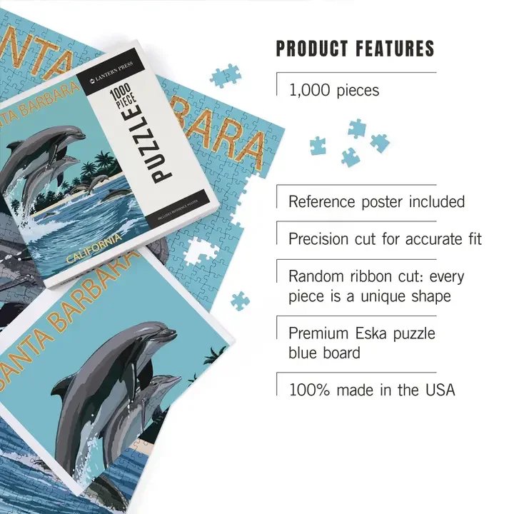 Lantern Press - Dolphins Santa Barbara 1000 Piece Puzzle