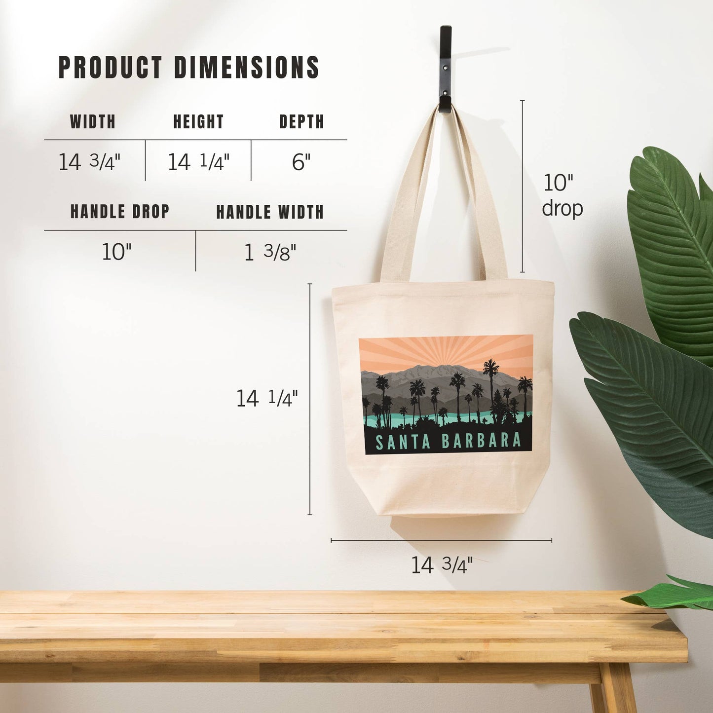 Palm Trees and Mountain Santa Barbara Tote Bag