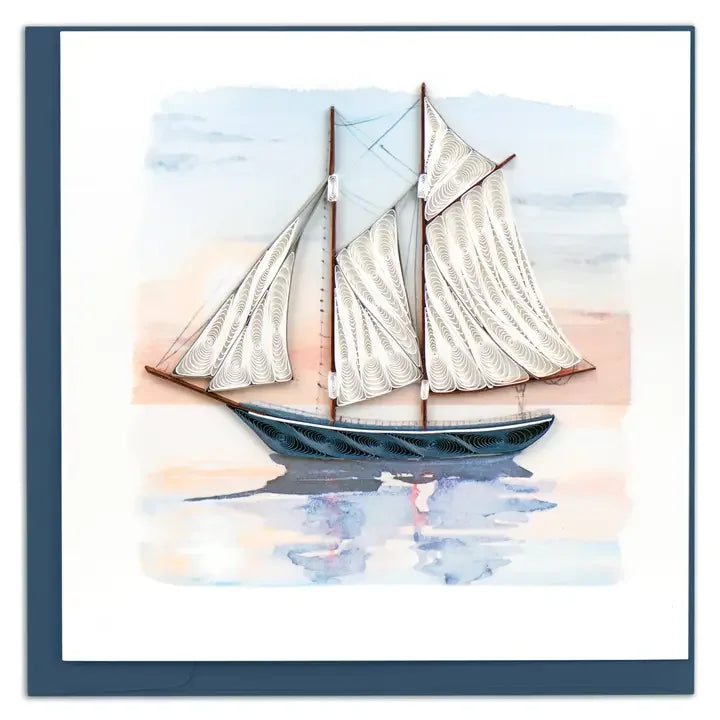 Schooner at Sunset Quilling Card