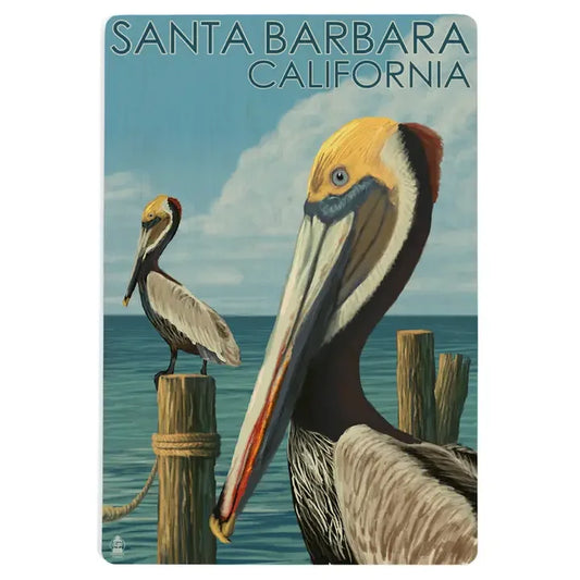 Santa Barbara Wood Postcards -  Pelicans