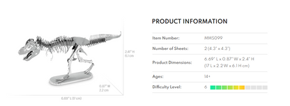 3D Metal Puzzle - Tyrannosaurus Rex Skeleton