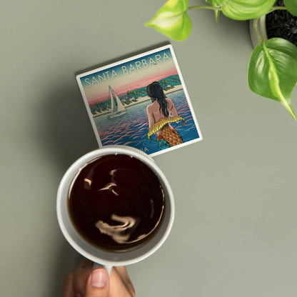 Mermaid in the Water Santa Barbara Ceramic Coaster