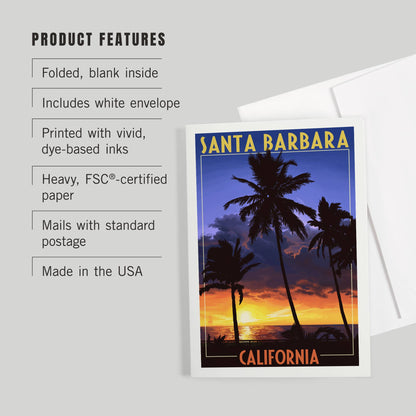 Santa Barbara Greeting Card - Palms & Sunset