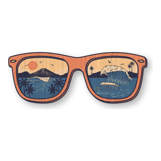 Sunglass Surf - Beach Bamboo Wood Sticker