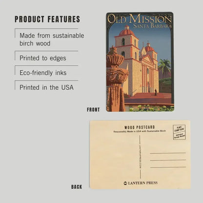 Santa Barbara Wood Postcards - Old Mission