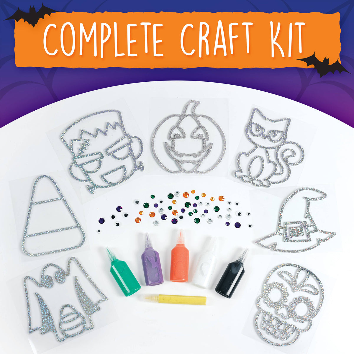 Halloween Easy Sparkle Window Art Craft Kit for Kids\