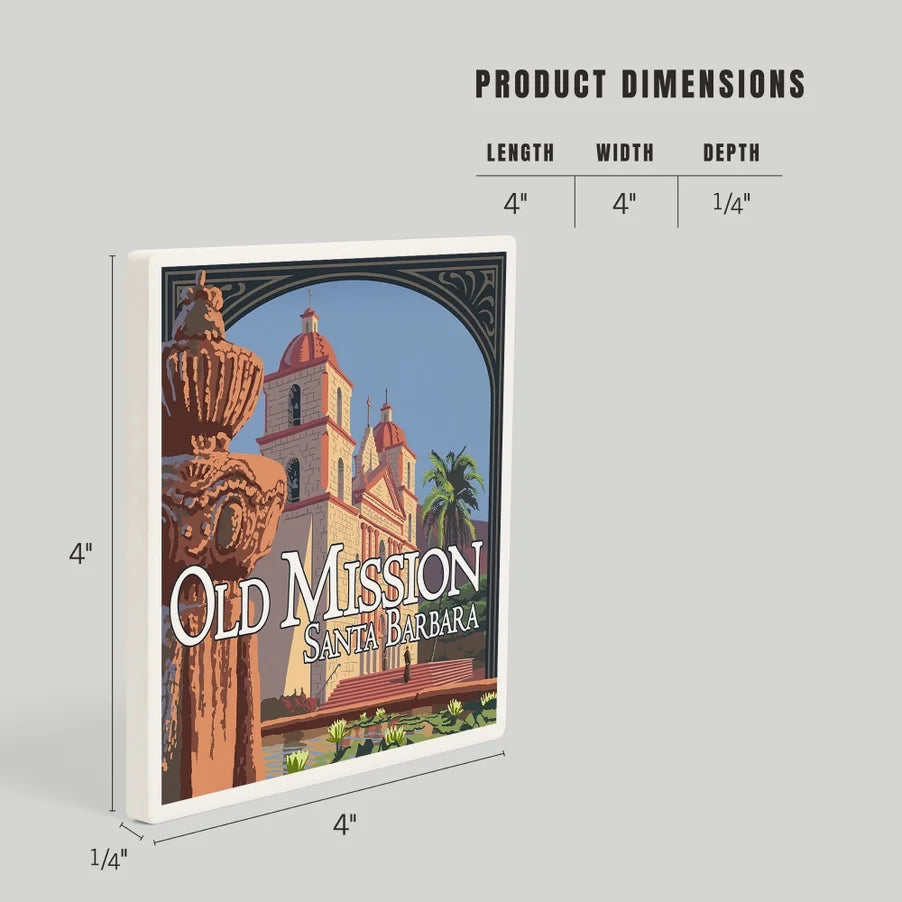 Old Mission Santa Barbara Ceramic Coaster